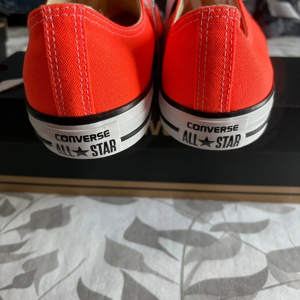 Converse Hyper Orange Low Top Chuck Taylor Sneakers with White Laces - Picture 5 of 6